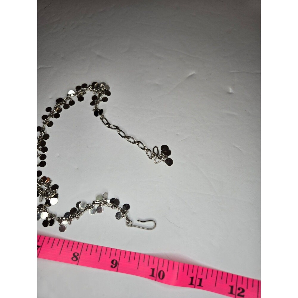 Silver Tone Necklace Circular Charms Hook Closure - Picture 6 of 6